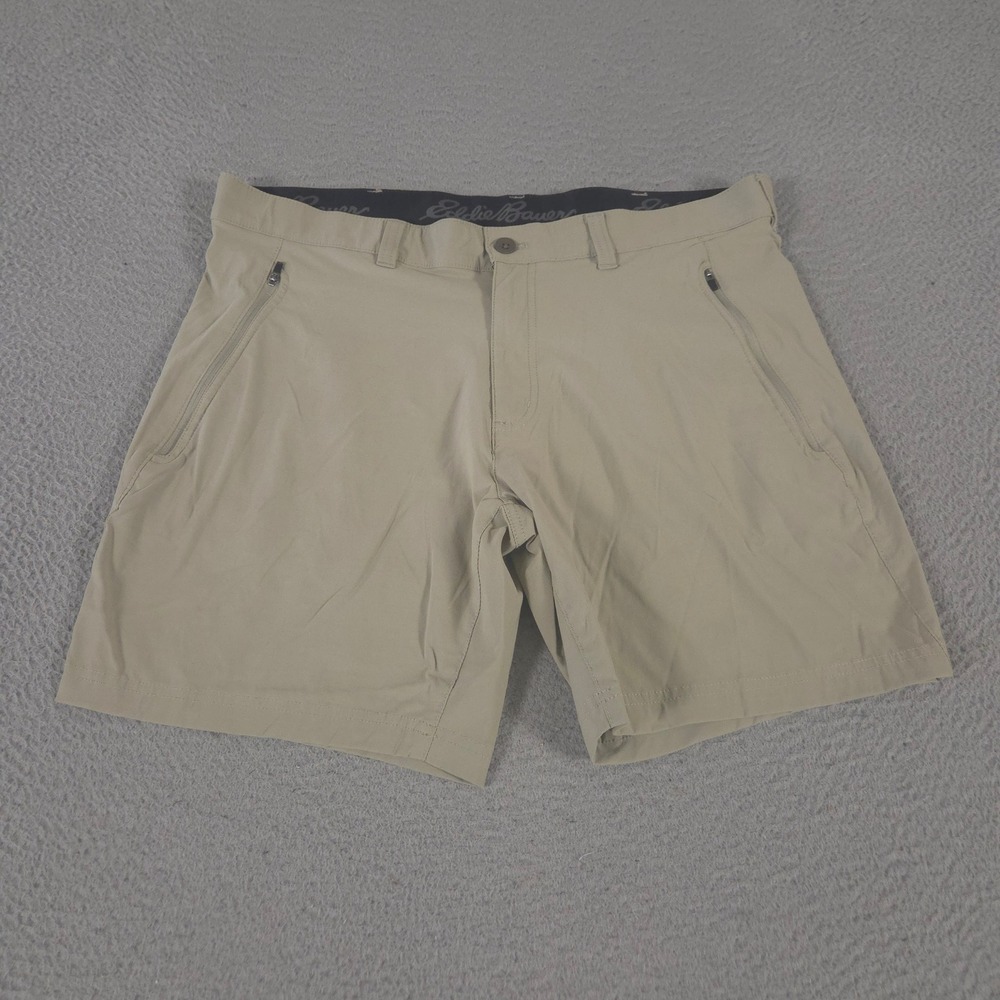 Eddie Bauer Shorts Mens 38 Tan Horizon Guide Wander Nylon Stretch Straight Leg